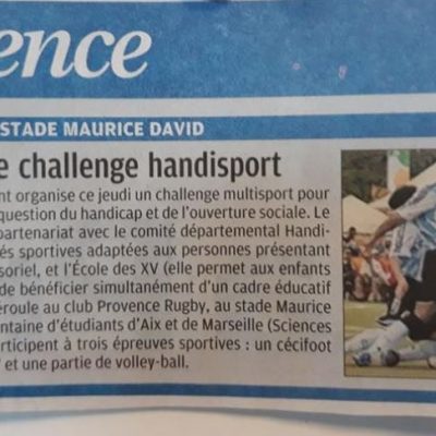 29 Mars 2018, La Provence: Challenge Handisport multisport organisé par l'ESSCA School of Management à Aix en Provence