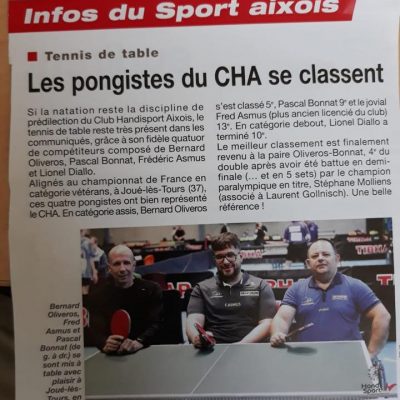 Juin 2018, magasine Sport Santé: les pongistes du Club Handisport Aixois au championnat de France à Joué-lès-Tours
