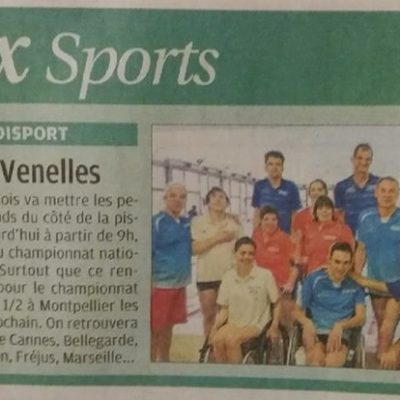 8 Avril 2017, La Provence: Le Club Handisport Aixois organise la 3ème journée du Championnat National des Clubs à la piscine de Venelles