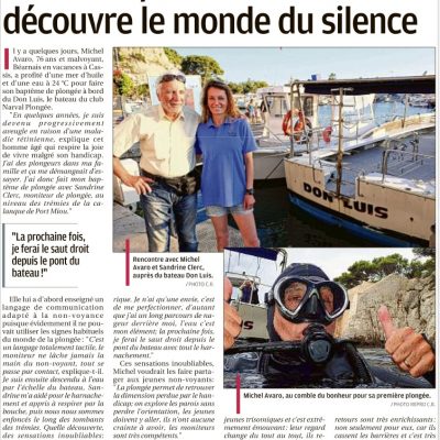7 septembre 2017, La Provence: Découverte de la plongée sous-marine avec HandiSub